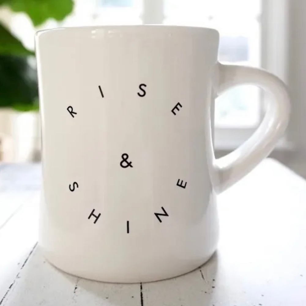 Morning Culture Coffee Mug in White with Black Text
